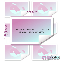 печать наклеек  на прозрачной самоклеющейся пленке в Челябинске | Этикетка прямоугольная 50х75 мм.